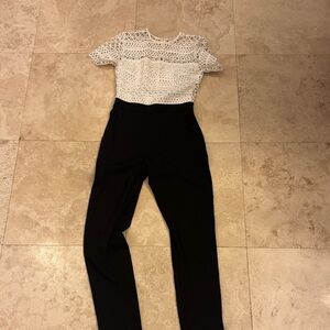 Karina Grimaldi Black and White Lace Jumpsuit